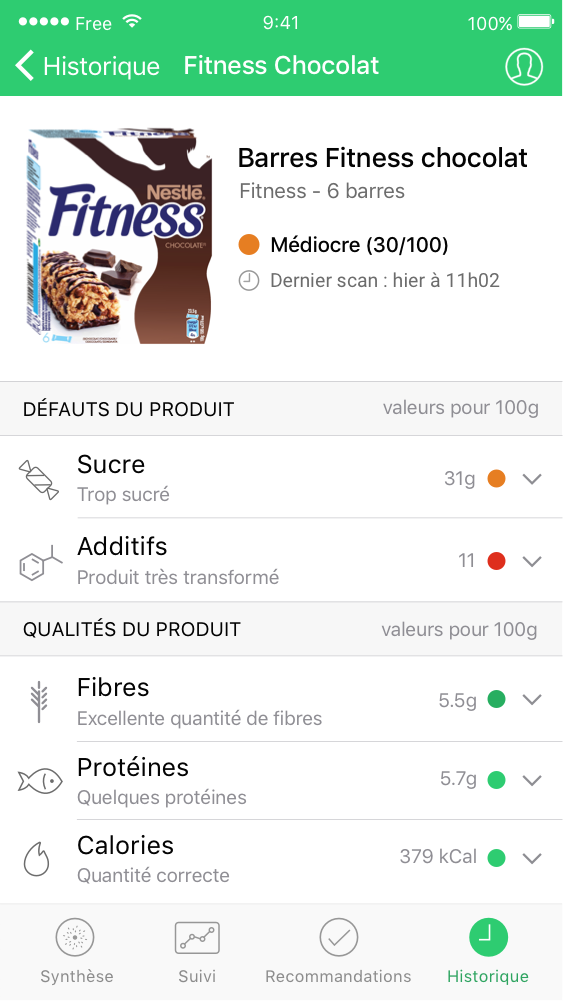 Yuka - L'appli mobile qui vous aide à mieux consommer Fiche-produit-slider