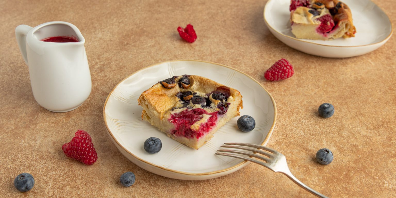Recette Yuka - Comme un clafoutis framboises & myrtilles