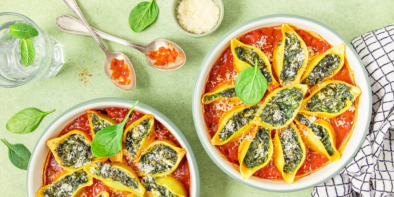 Conchiglioni farcis aux épinards et chèvre frais