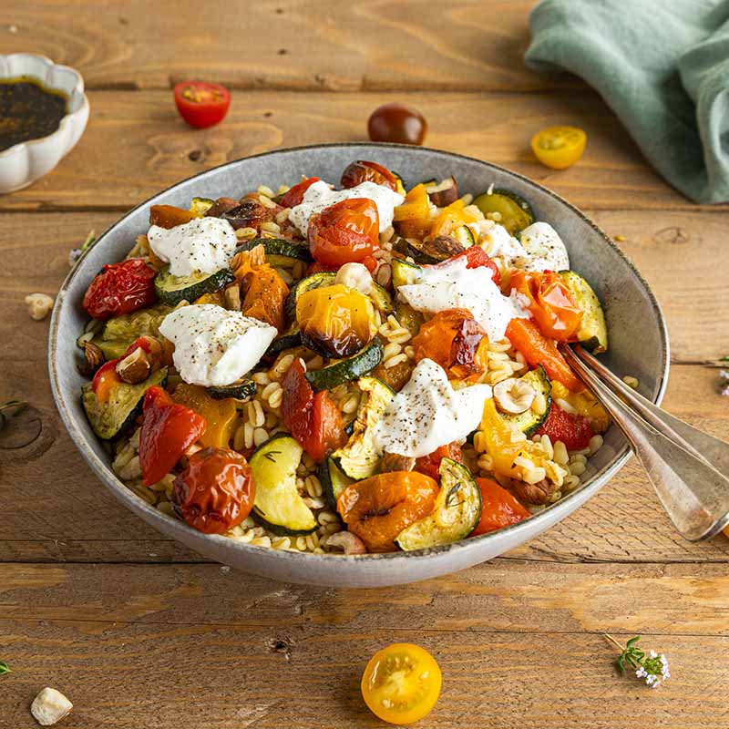 Recette Yuka - Salade de blé aux légumes grillés