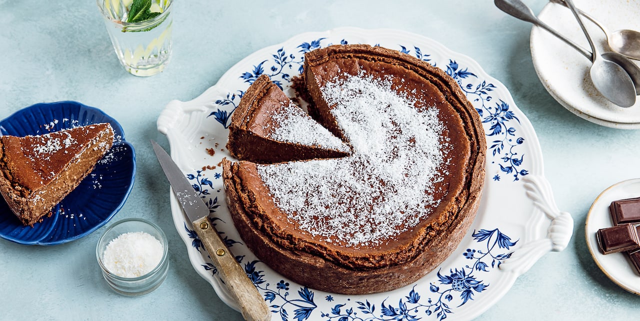 Flan de coco y chocolate