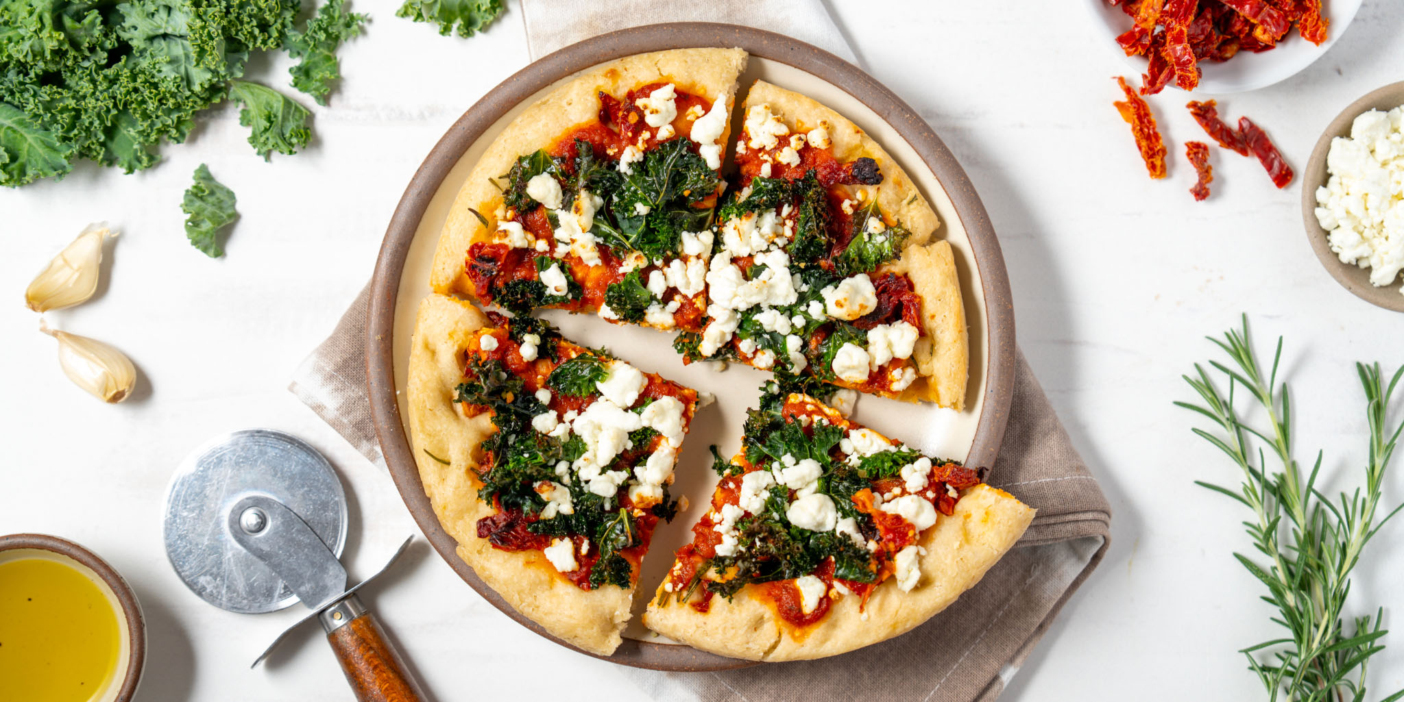 Kale &amp; Goat Cheese Focaccia Pizza-image