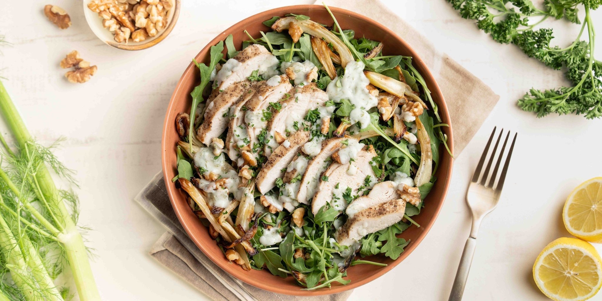 Lemony Arugula Salad with Roasted Chicken &amp; Fennel-image