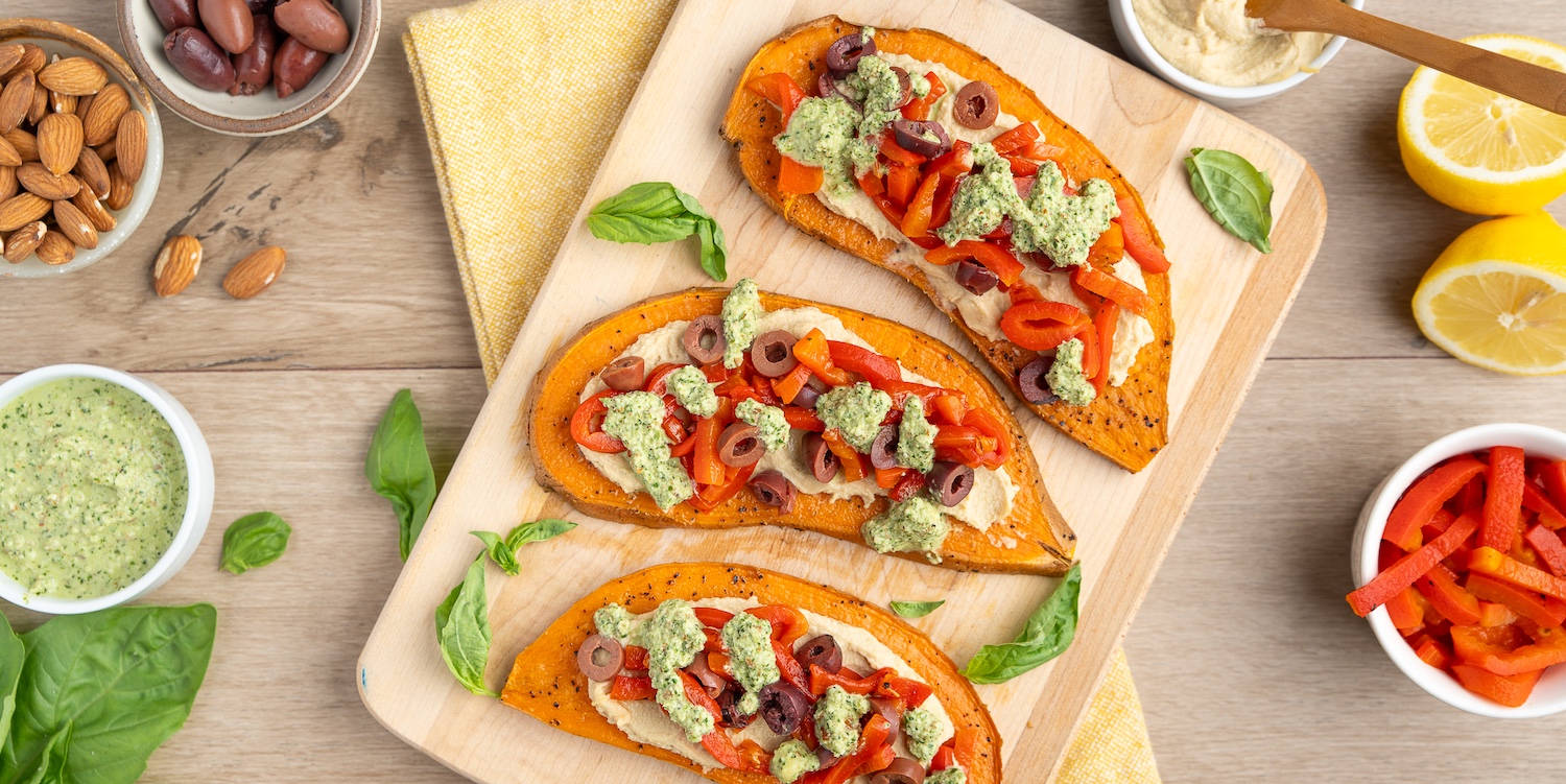 Sweet Potato Toast with Hummus &amp; Almond Pesto - Yuka