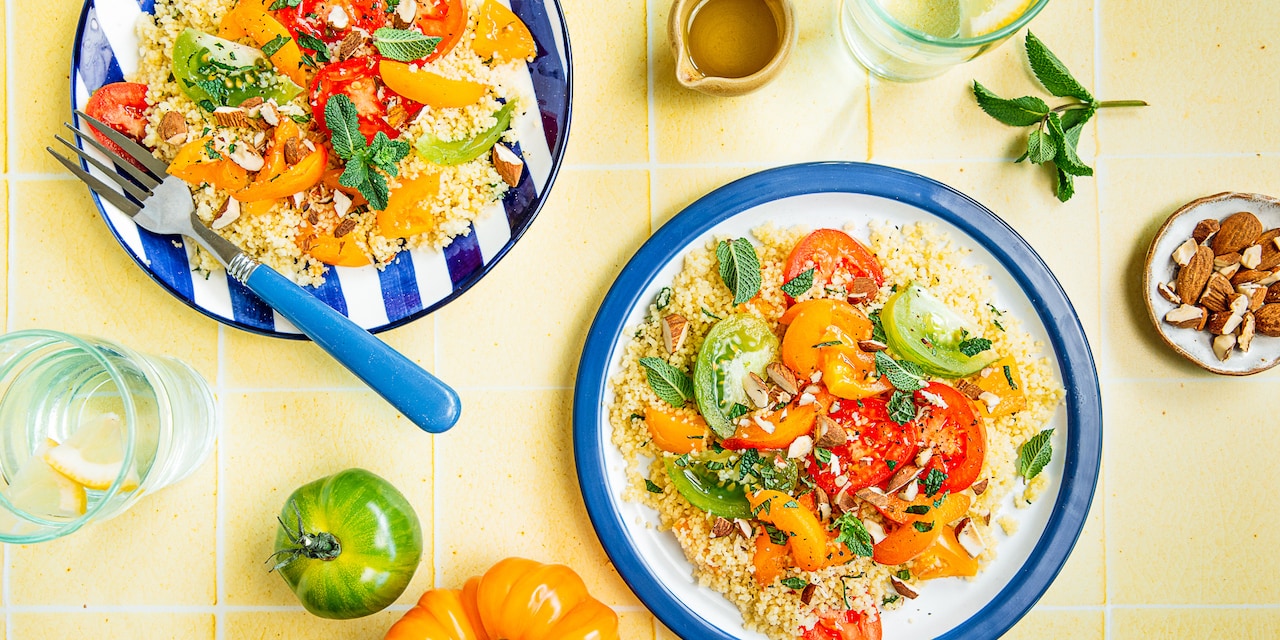 Salade façon taboulé, tomates anciennes & abricots
