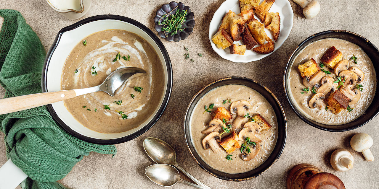 Velouté de champignons & croûtons maison